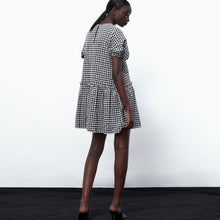 画像をギャラリービューアに読み込む, ZARA ザラギンガムチェックミニワンピースポリエステルブラックレディース0387052