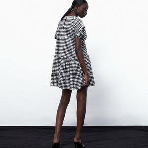 ZARA ザラギンガムチェックミニワンピースポリエステルブラックレディース0387052