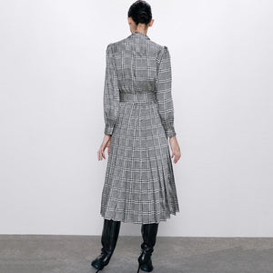 ZARA ザラ　チェック柄　プリーツ　ロングワンピース 2020新品　秋向け 2057006