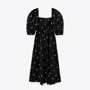 ZARA ザラエンブロイダリー ワンピース ブラックレディース0881801