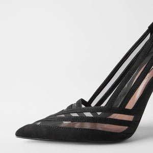 ZARA ザラメッシュハイヒールシューズ 個性的 ブラック 7234001