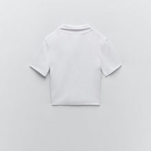 画像をギャラリービューアに読み込む, ZARA ザラリブ編みポロシャツコットンホワイトレディース4424306
