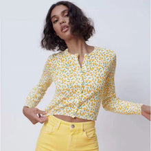 画像をギャラリービューアに読み込む, ZARA ザラジャカードニットカーディガンコットンイエローレディース9598060