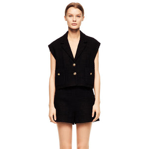 ZARA ザラボタン テクスチャー バミューダパンツ ポリエステルブラックレディース2247679