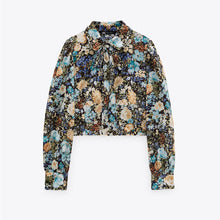 画像をギャラリービューアに読み込む, ZARA ザラクロップド丈プリント柄シャツポリエステルマルチカラーレディース8364410