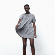 画像をギャラリービューアに読み込む, ZARA ザラギンガムチェックミニワンピースポリエステルブラックレディース0387052