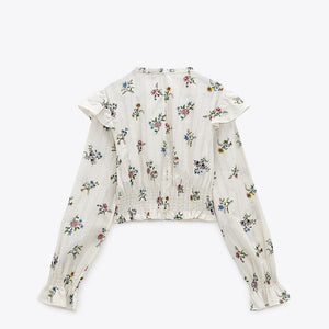 ZARA ザラプリント フリルブラウスマルチカラーレディース5351227
