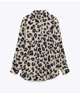 ZARA ザラアニマル柄オーバーサイズシャツエクリュレディース8140/288
