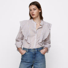 画像をギャラリービューアに読み込む, ZARA ザラテクスチャー フリルシャツエクリュレディース5216051