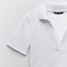 画像をギャラリービューアに読み込む, ZARA ザラリブ編みポロシャツコットンホワイトレディース4424306