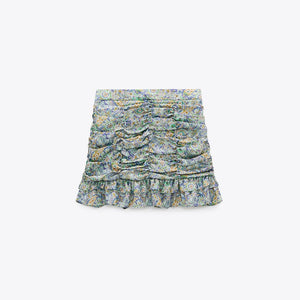 ZARA ザラギャザー プリント スカートポリエステルマルチカラーレディース0387060