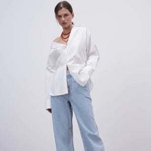 ZARA ザラポプリンシャツホワイトレディース2114262
