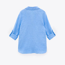 画像をギャラリービューアに読み込む, ZARA ザラベーシックリネンシャツリネンライトブルーレディース2230503