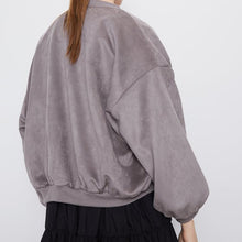 画像をギャラリービューアに読み込む, ZARA スエード風ボンバージャケット グレー  3046827