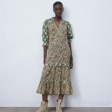 画像をギャラリービューアに読み込む, ZARA ザラプリント柄ミディ丈ワンピースコットンエクリュレディース6895066