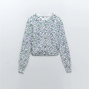 ZARA ザラジャカードニットカーディガンコットンレッドパープルレディース9598060