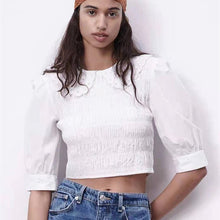 画像をギャラリービューアに読み込む, ZARA ザラコントラストカラー ポプリントップスコットンホワイトレディース5107002