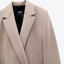 画像をギャラリービューアに読み込む, ZARA ザラクロップド丈ブレザーポリエステルサンドブラウンレディース2010707