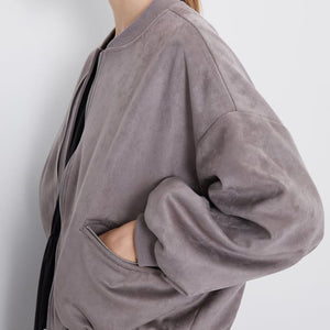 ZARA スエード風ボンバージャケット グレー  3046827