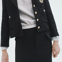 画像をギャラリービューアに読み込む, ZARA ザラテクスチャード ブレザーコットンブラックレディース2263795