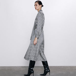 ZARA ザラ　チェック柄　プリーツ　ロングワンピース 2020新品　秋向け 2057006