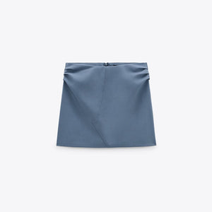 ZARA ザラギャザー ミニ スカートポリエステルライトブルーレディース4432154