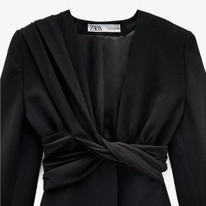 ZARA ザラドレープブレザーディテール ワンピースポリエステルブラックレディース2641701