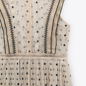 ZARA ザラセミシースルー ドットワンピースポリエステルベージュレディース8741037