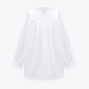 ZARA ザラポプリンシャツコットンホワイトレディース2173262