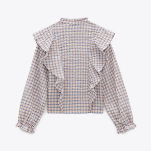 ZARA ザラテクスチャー フリルシャツエクリュレディース5216051