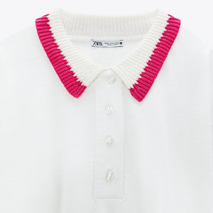 ZARA ザラコントラストＴシャツ ホワイトレディース1930043