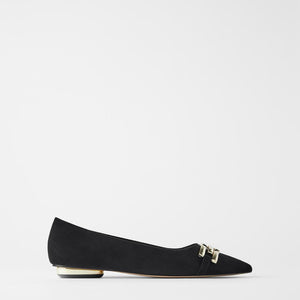 ZARA ザラ メタルビジュー付きバレエシューズ　ブラック1502510