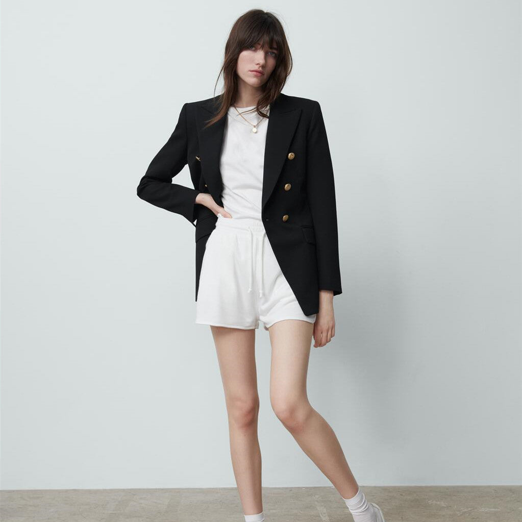 ZARA ザラテーラードダブルブレストブレザーレーヨンブラックレディース2013703