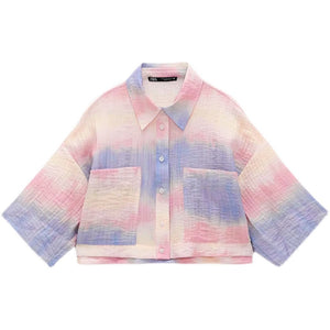 ZARA ザラフルイド タイダイ シャツレーヨンマルチカラーレディース3067043