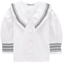 画像をギャラリービューアに読み込む, ZARA ザラスモッキングディテール ポプリンブラウスコットンホワイトレディース7200021