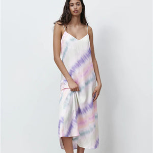 ZARA ザラサテンタイダイ ワンピースレーヨンマルチカラーレディース4661100