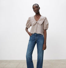 画像をギャラリービューアに読み込む, ZARA ザラストライプ プラッターカラー トップスペールピンクレディース4661003