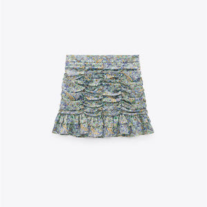 ZARA ザラギャザー プリント スカートポリエステルマルチカラーレディース0387060