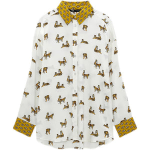 ZARA ザラプリント柄サテン風仕上げシャツ100% ポリエステルエクリュレディース1932223