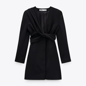 ZARA ザラドレープブレザーディテール ワンピースポリエステルブラックレディース2641701