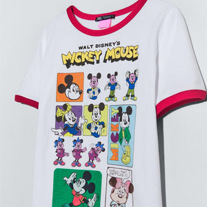 ZARA ザラミッキーマウス ディズニー Tシャツコットンホワイトレッドレディース0085365