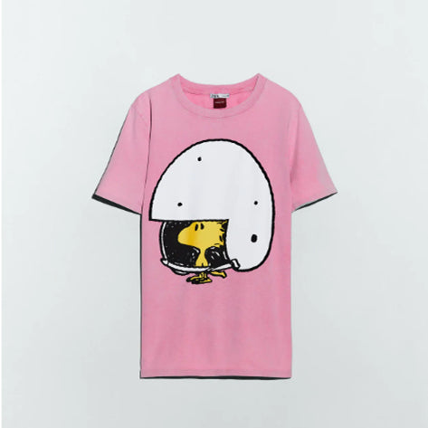 ZARA ザラスヌーピーピーナッツ Ｔシャツフクシアピンクレディース0085/034