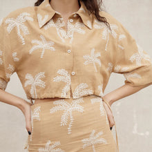 画像をギャラリービューアに読み込む, ZARA ザラエンブロイダリー リネンブレンド シャツコットンオークルレディース2451942