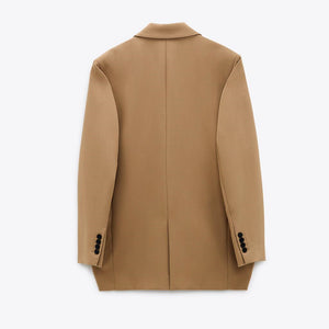 ZARA ザラポケット付きオーバーサイズブレザーポリエステルゴールデンブラウンレディース2761054