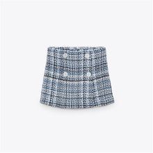 画像をギャラリービューアに読み込む, ZARA ザラテクスチャー スコートコットン青色白色レディース2149137