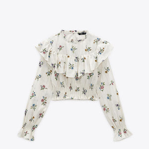 ZARA ザラプリント フリルブラウスマルチカラーレディース5351227