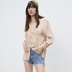 ZARA ザラアニマルプリント シャツミディアムエクリュレディース9878078