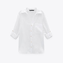 画像をギャラリービューアに読み込む, ZARA ザラベーシックリネンシャツリネンホワイトレディース2230503