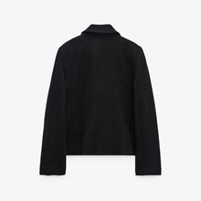 画像をギャラリービューアに読み込む, ZARA ザラテクスチャード ブレザーコットンブラックレディース2263795