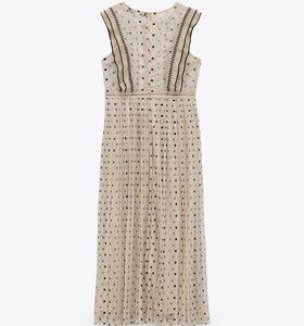 ZARA ザラセミシースルー ドットワンピースポリエステルベージュレディース8741037